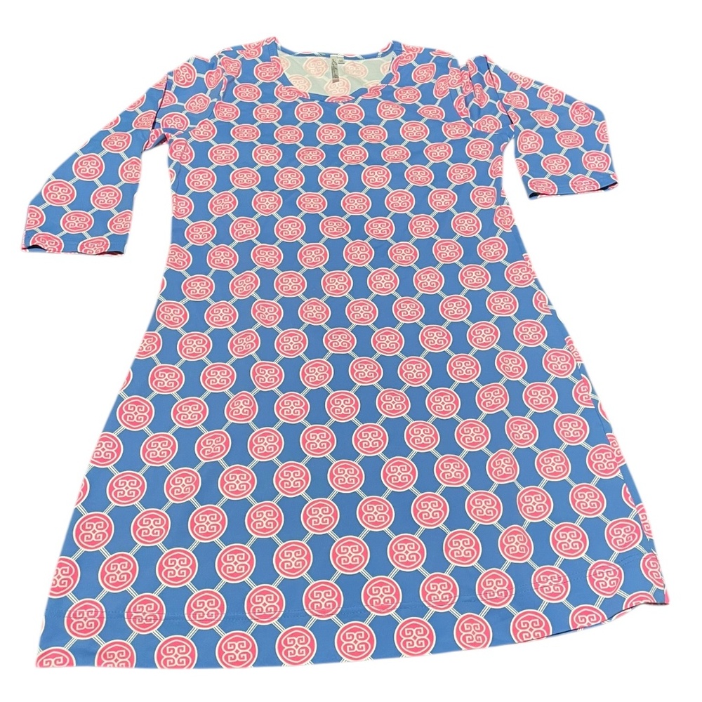 Lulu-B Travel Dress- Blue & Hot Pink Size Medium EUC - Picture 9 of 9